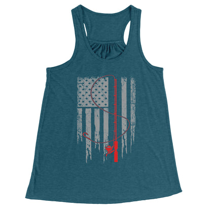 Patriotic Fishing Flag July 4th Tank Top