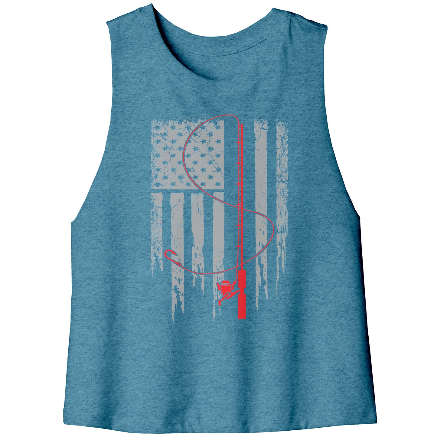 Patriotic Fishing Flag July 4th Tank Top