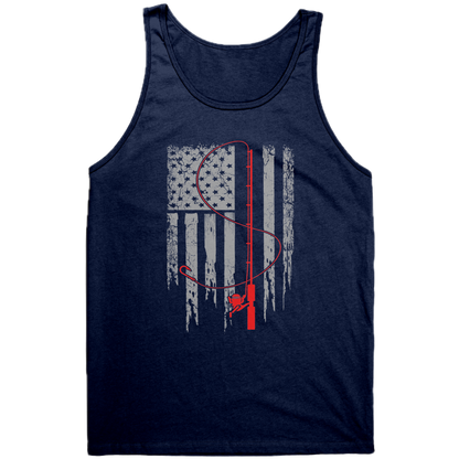 Patriotic Fishing Flag July 4th Tank Top