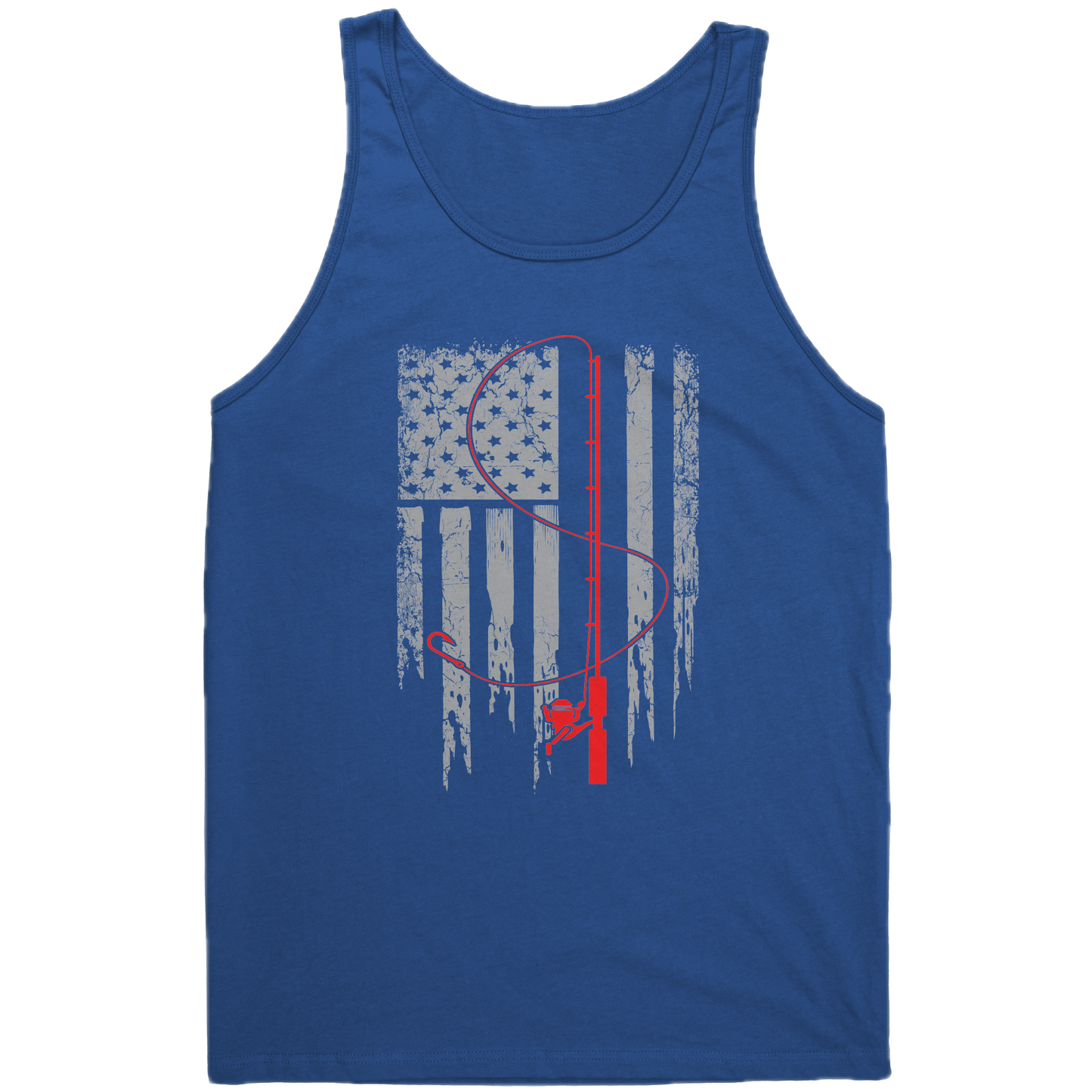 Patriotic Fishing Flag July 4th Tank Top