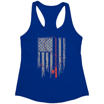 Patriotic Fishing Flag July 4th Tank Top