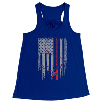 Patriotic Fishing Flag July 4th Tank Top