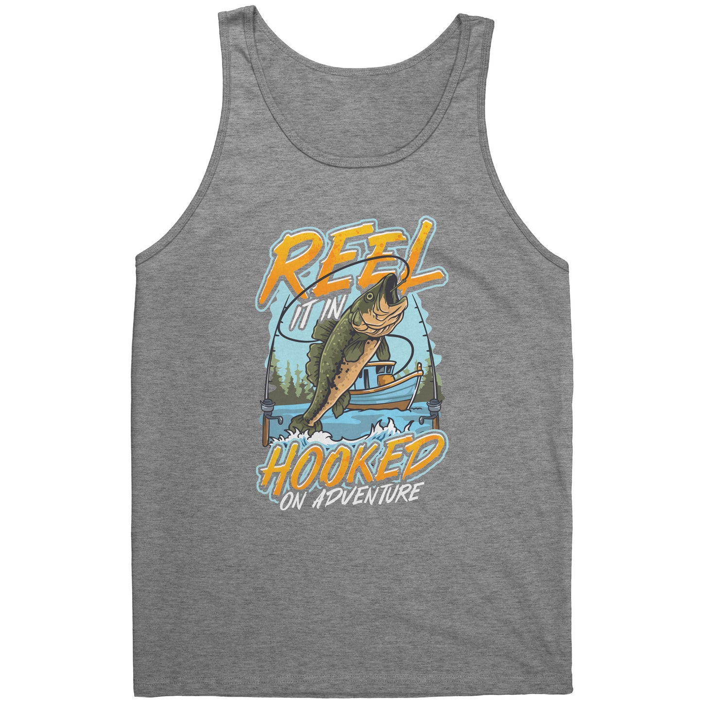 Reel It In Hooked On Adventure - Cool Bass Fishing Graphic Clothing Tank Top