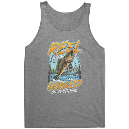 Reel It In Hooked On Adventure - Cool Bass Fishing Graphic Clothing Tank Top