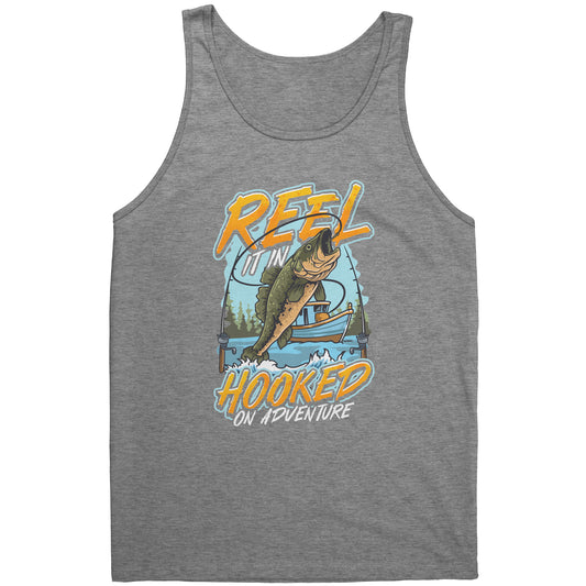 Reel It In Hooked On Adventure - Cool Bass Fishing Graphic Clothing Tank Top