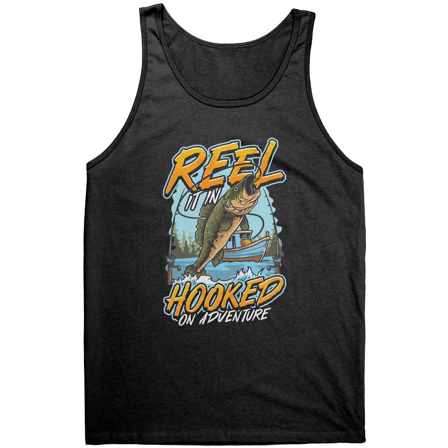 Reel It In Hooked On Adventure - Cool Bass Fishing Graphic Clothing Tank Top