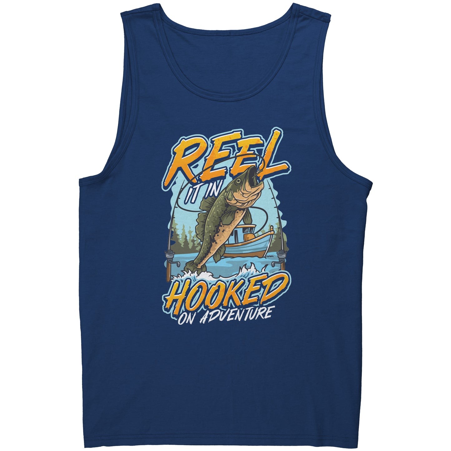 Reel It In Hooked On Adventure - Cool Bass Fishing Graphic Clothing Tank Top