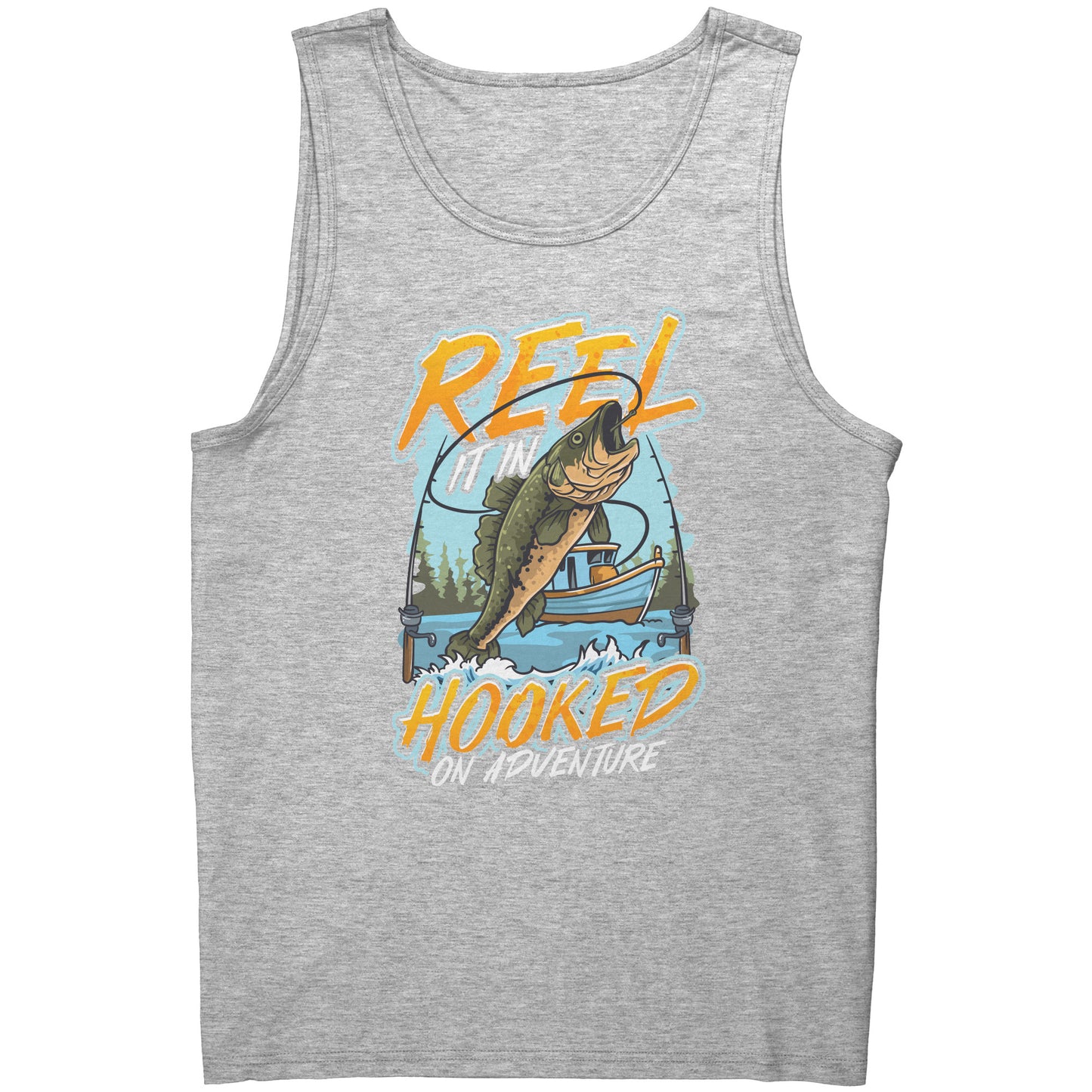 Reel It In Hooked On Adventure - Cool Bass Fishing Graphic Clothing Tank Top