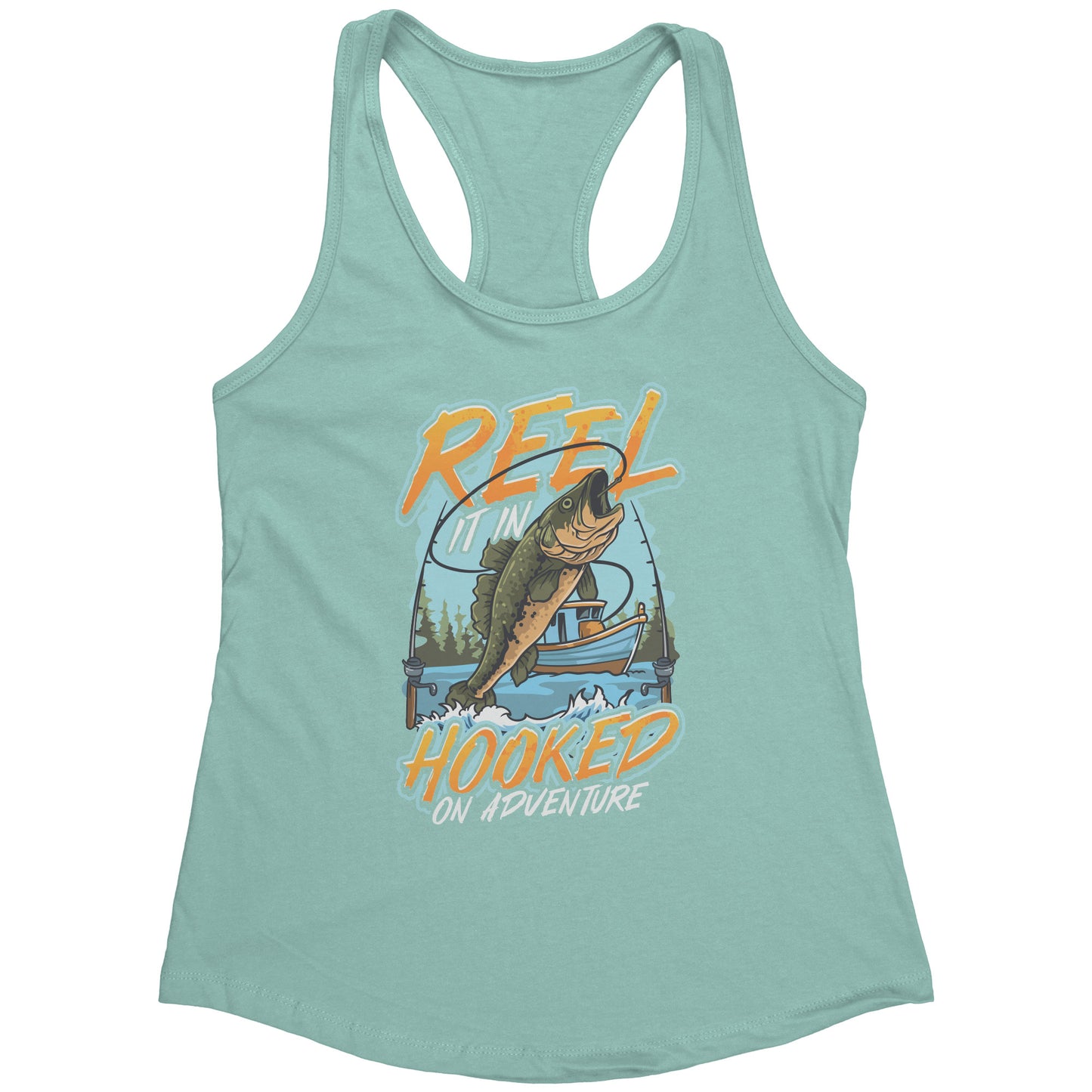 Reel It In Hooked On Adventure - Cool Bass Fishing Graphic Clothing Tank Top