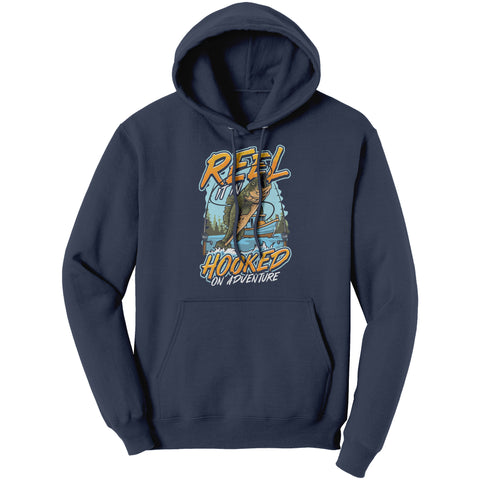 Reel It In Hooked On Adventure - Cool Bass Fishing Graphic Clothing T-Shirt