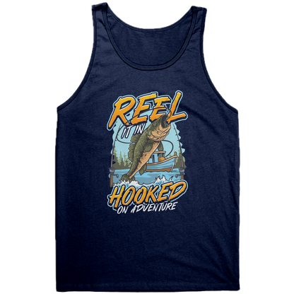 Reel It In Hooked On Adventure - Cool Bass Fishing Graphic Clothing Tank Top