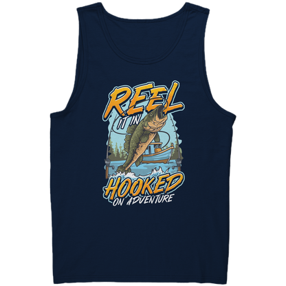 Reel It In Hooked On Adventure - Cool Bass Fishing Graphic Clothing Tank Top