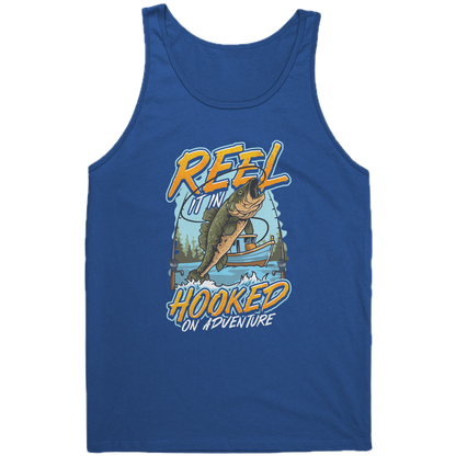 Reel It In Hooked On Adventure - Cool Bass Fishing Graphic Clothing Tank Top