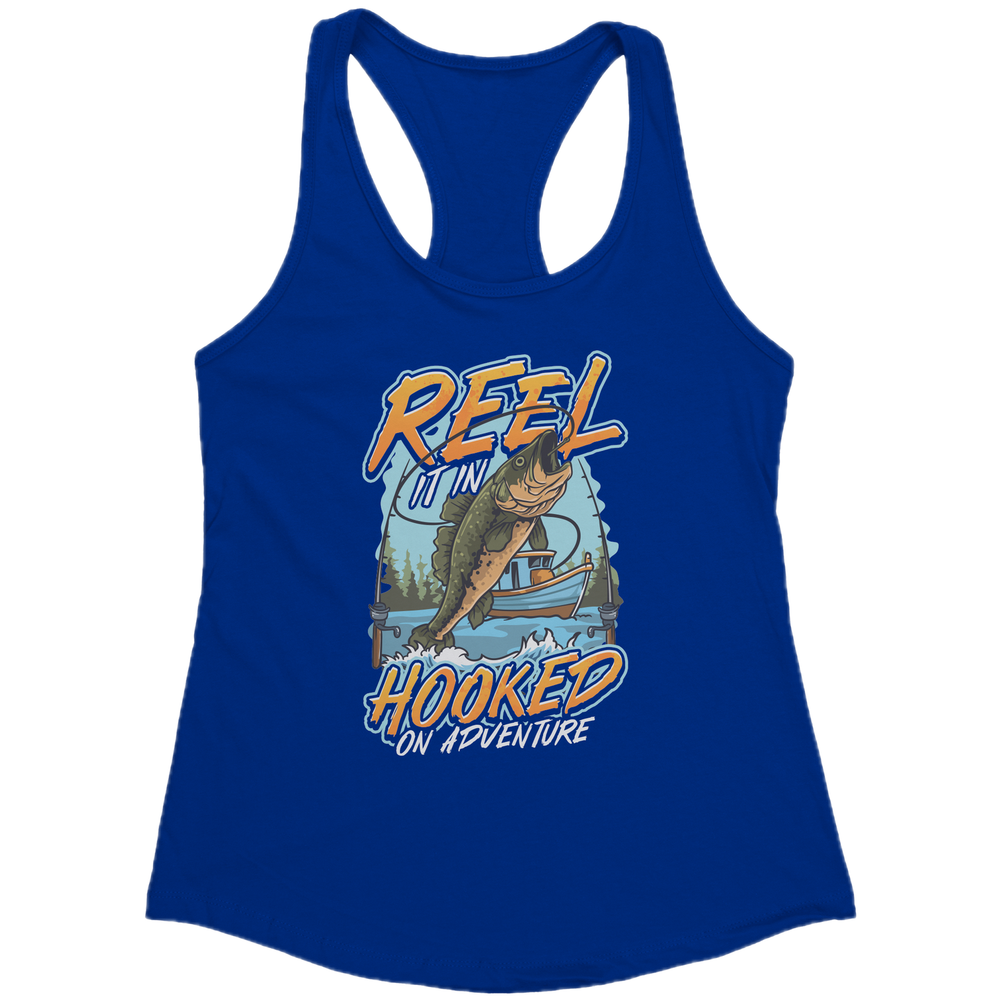 Reel It In Hooked On Adventure - Cool Bass Fishing Graphic Clothing Tank Top