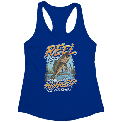 Reel It In Hooked On Adventure - Cool Bass Fishing Graphic Clothing Tank Top