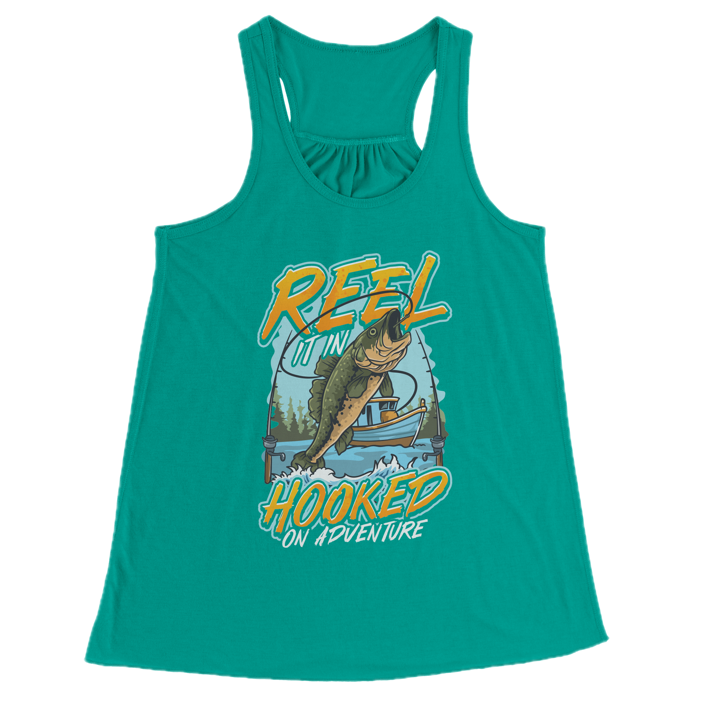 Reel It In Hooked On Adventure - Cool Bass Fishing Graphic Clothing Tank Top