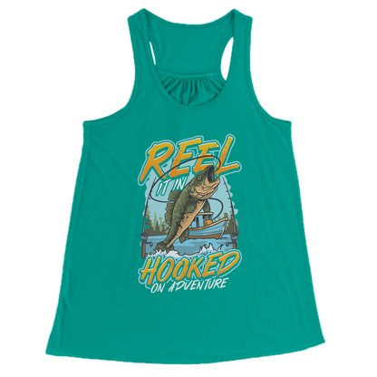 Reel It In Hooked On Adventure - Cool Bass Fishing Graphic Clothing Tank Top