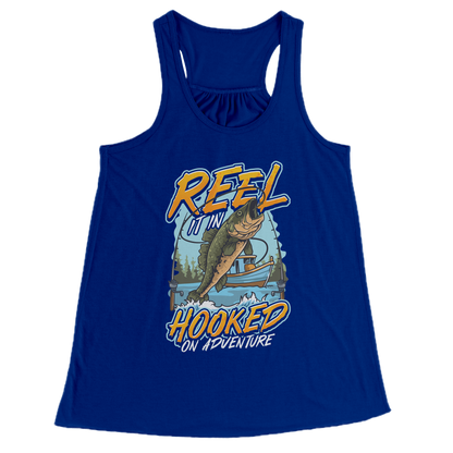 Reel It In Hooked On Adventure - Cool Bass Fishing Graphic Clothing Tank Top