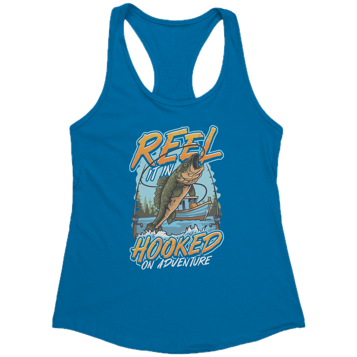 Reel It In Hooked On Adventure - Cool Bass Fishing Graphic Clothing Tank Top