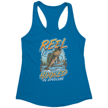 Reel It In Hooked On Adventure - Cool Bass Fishing Graphic Clothing Tank Top