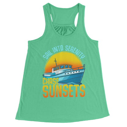 Sail Into Serenity Chase Sunsets - Boat Boating Men Women Tank Top