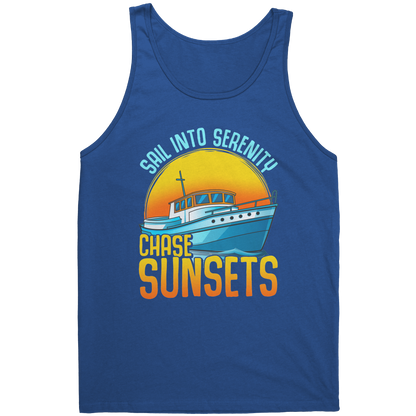 Sail Into Serenity Chase Sunsets - Boat Boating Men Women Tank Top