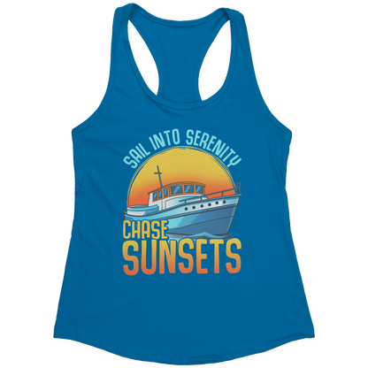 Sail Into Serenity Chase Sunsets - Boat Boating Men Women Tank Top