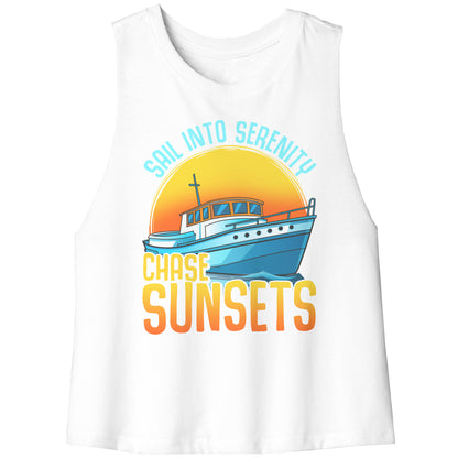 Sail Into Serenity Chase Sunsets - Boat Boating Men Women Tank Top