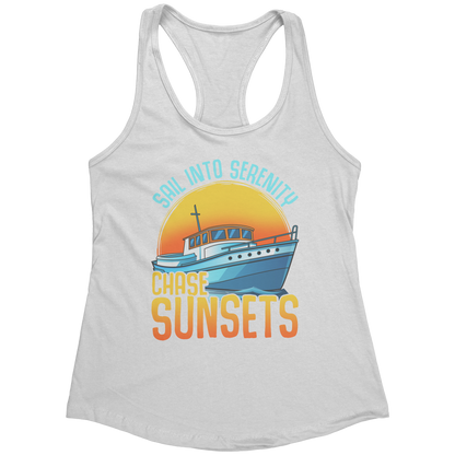 Sail Into Serenity Chase Sunsets - Boat Boating Men Women Tank Top