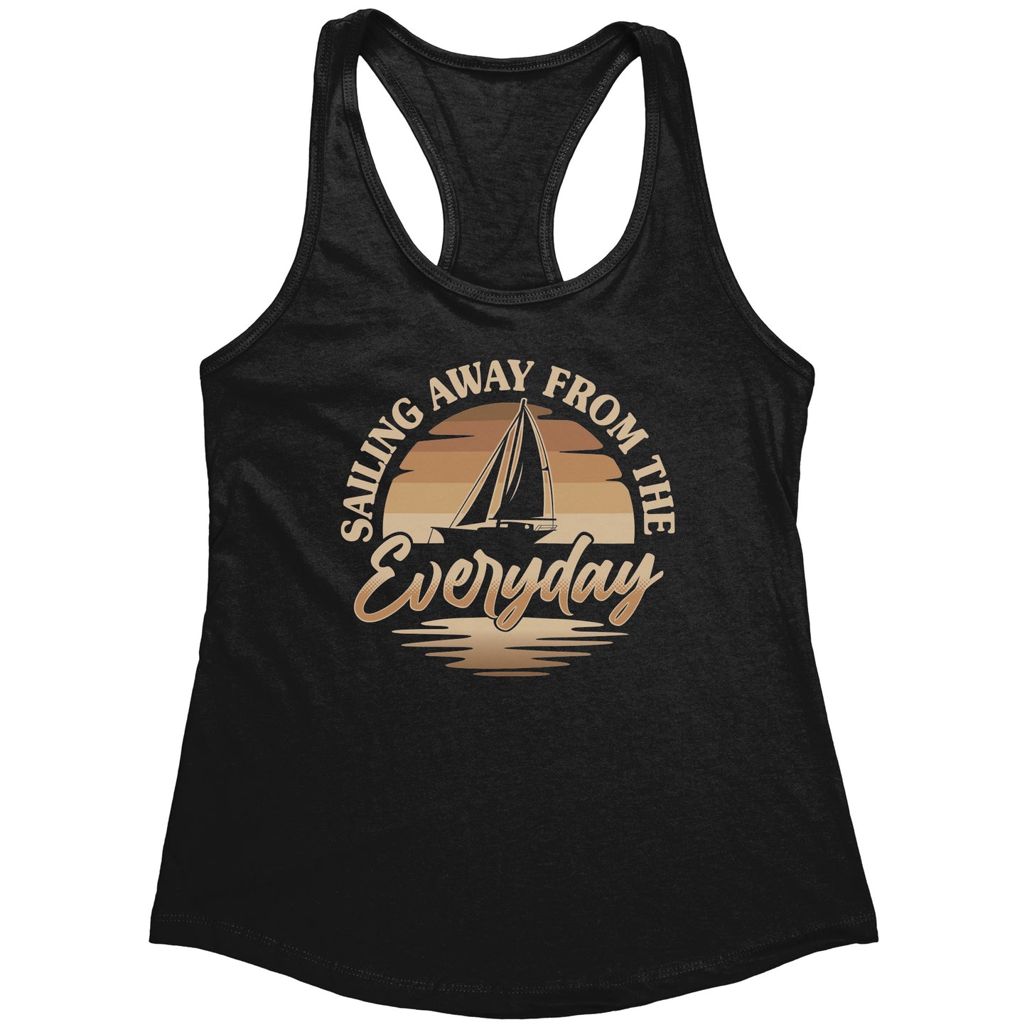 Sailing Away From The Everyday - Humor Retro Sunset Boat Tank Top