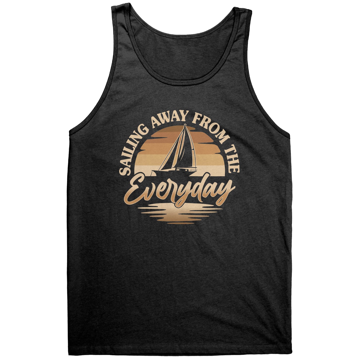 Sailing Away From The Everyday - Humor Retro Sunset Boat Tank Top