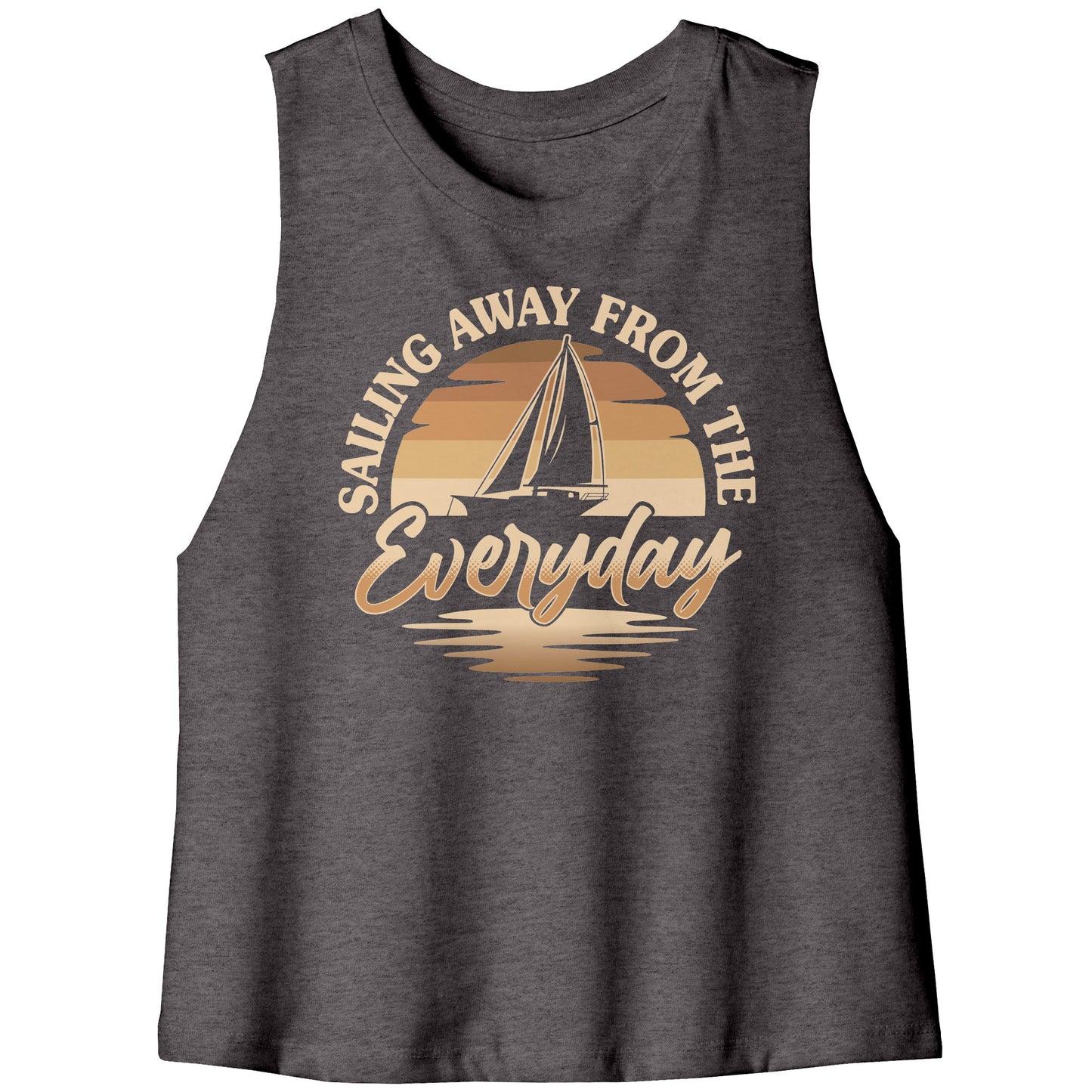 Sailing Away From The Everyday - Humor Retro Sunset Boat Tank Top