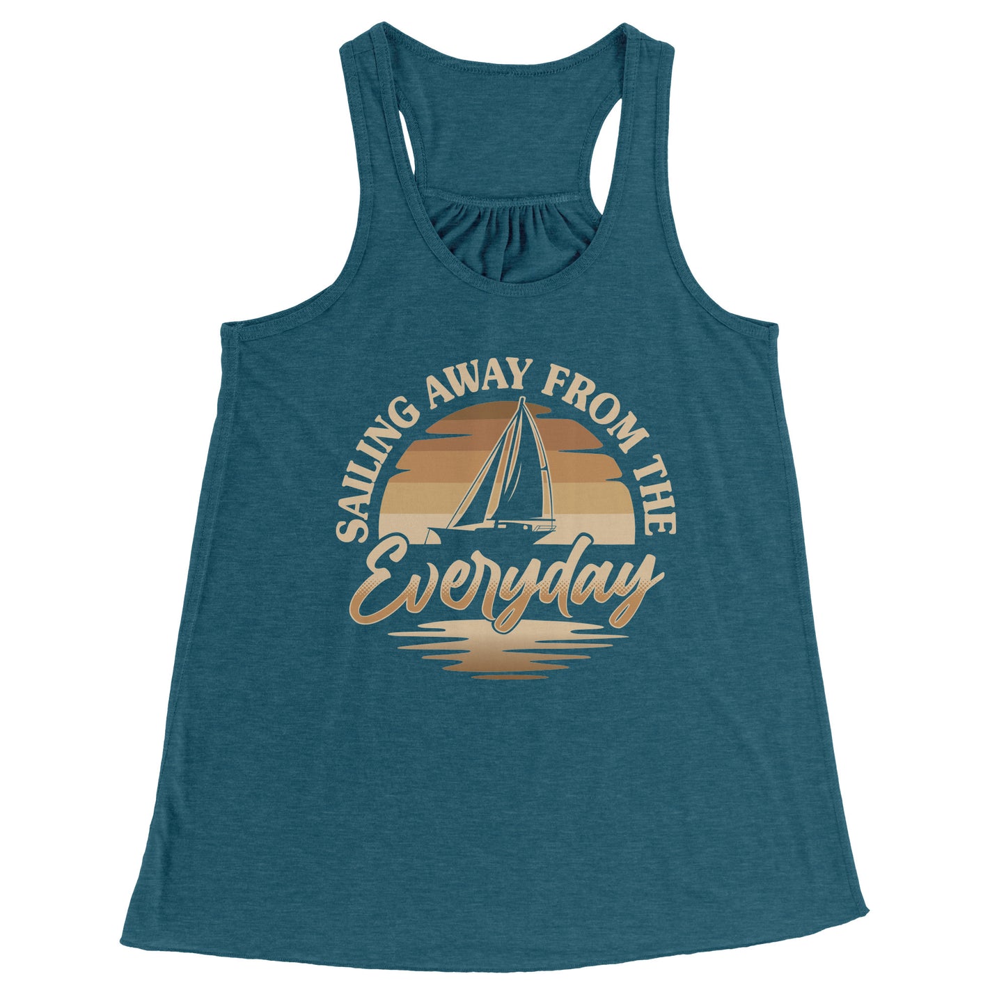 Sailing Away From The Everyday - Humor Retro Sunset Boat Tank Top