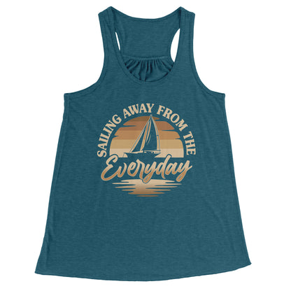 Sailing Away From The Everyday - Humor Retro Sunset Boat Tank Top