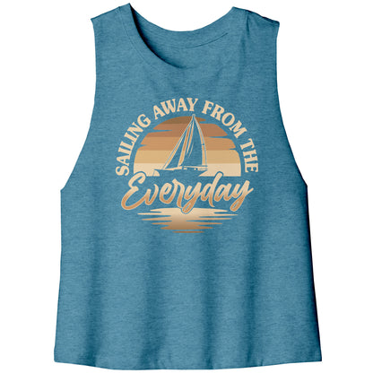 Sailing Away From The Everyday - Humor Retro Sunset Boat Tank Top