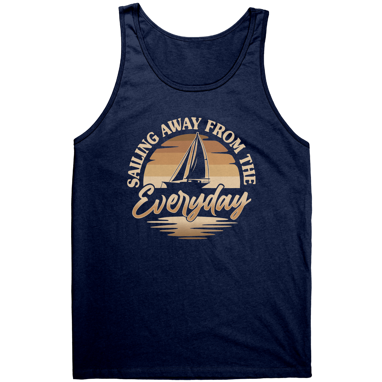 Sailing Away From The Everyday - Humor Retro Sunset Boat Tank Top