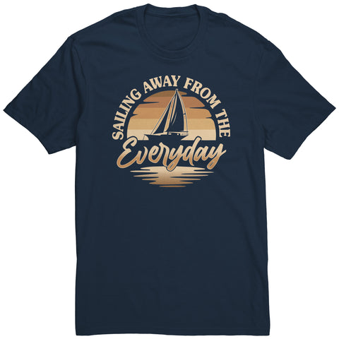 Sailing Away From The Everyday - Humor Retro Sunset Boat T-Shirt
