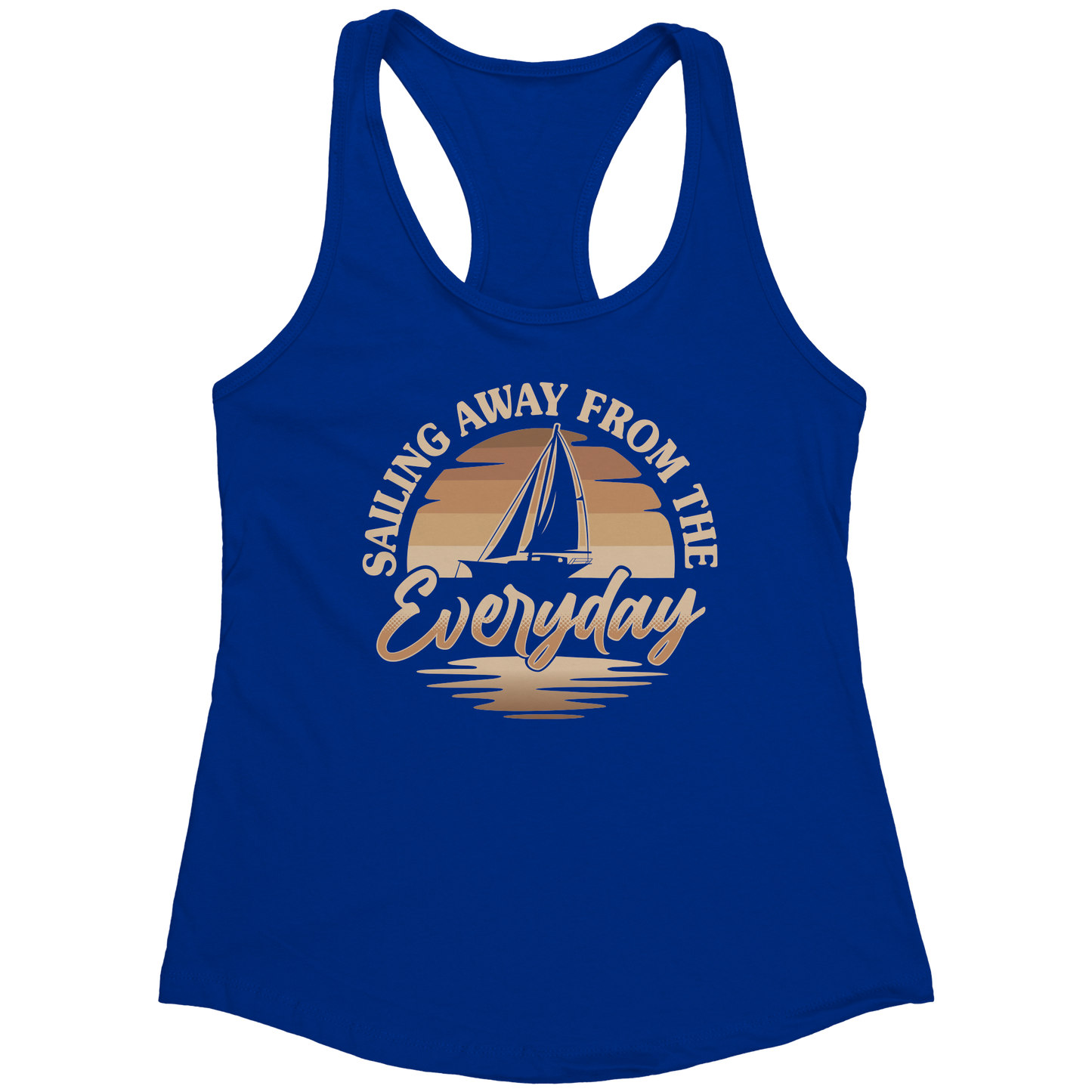 Sailing Away From The Everyday - Humor Retro Sunset Boat Tank Top