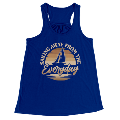 Sailing Away From The Everyday - Humor Retro Sunset Boat Tank Top