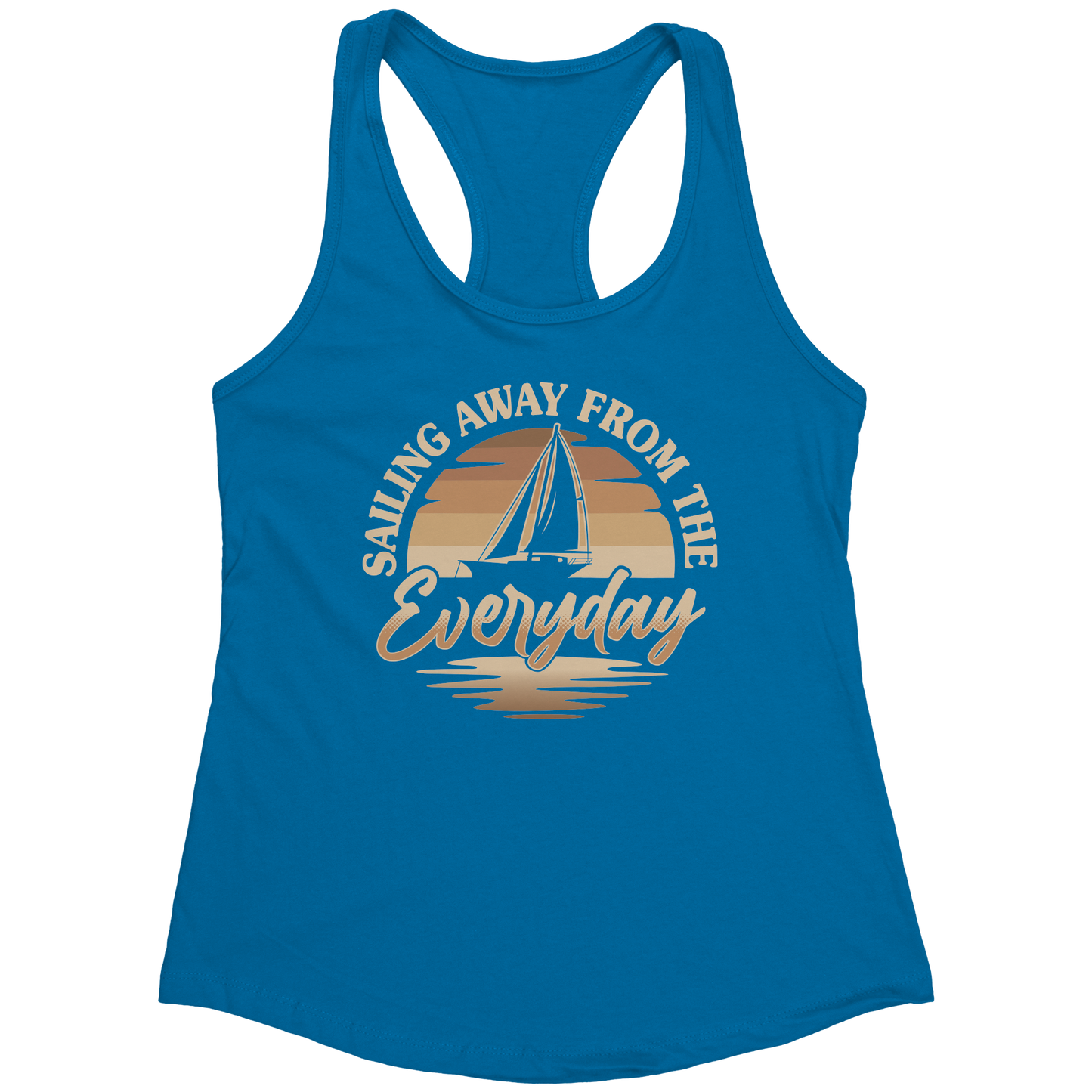 Sailing Away From The Everyday - Humor Retro Sunset Boat Tank Top