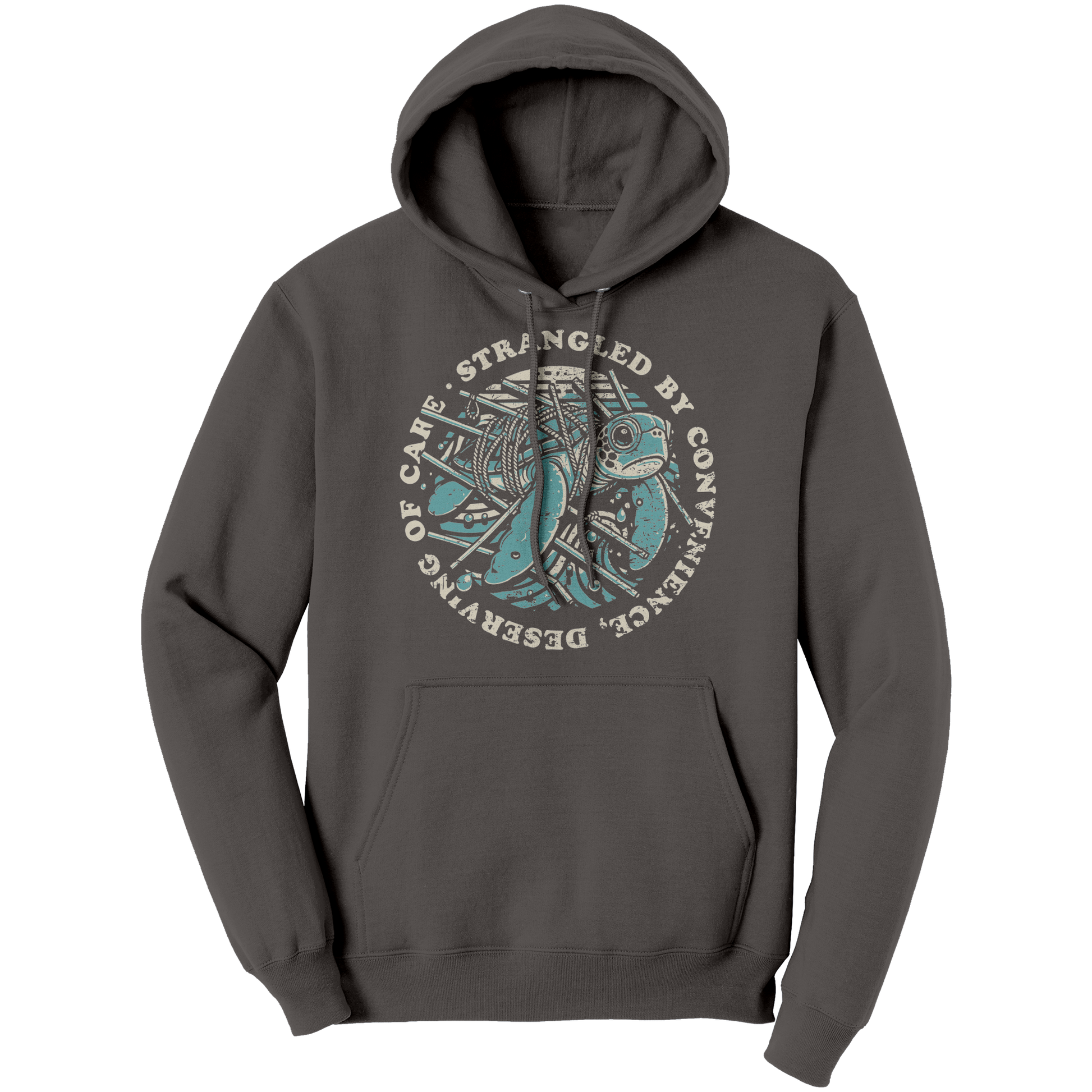 Strangled_by_Convenience__Turtle_World__Charcoal_Front_Mockup.png