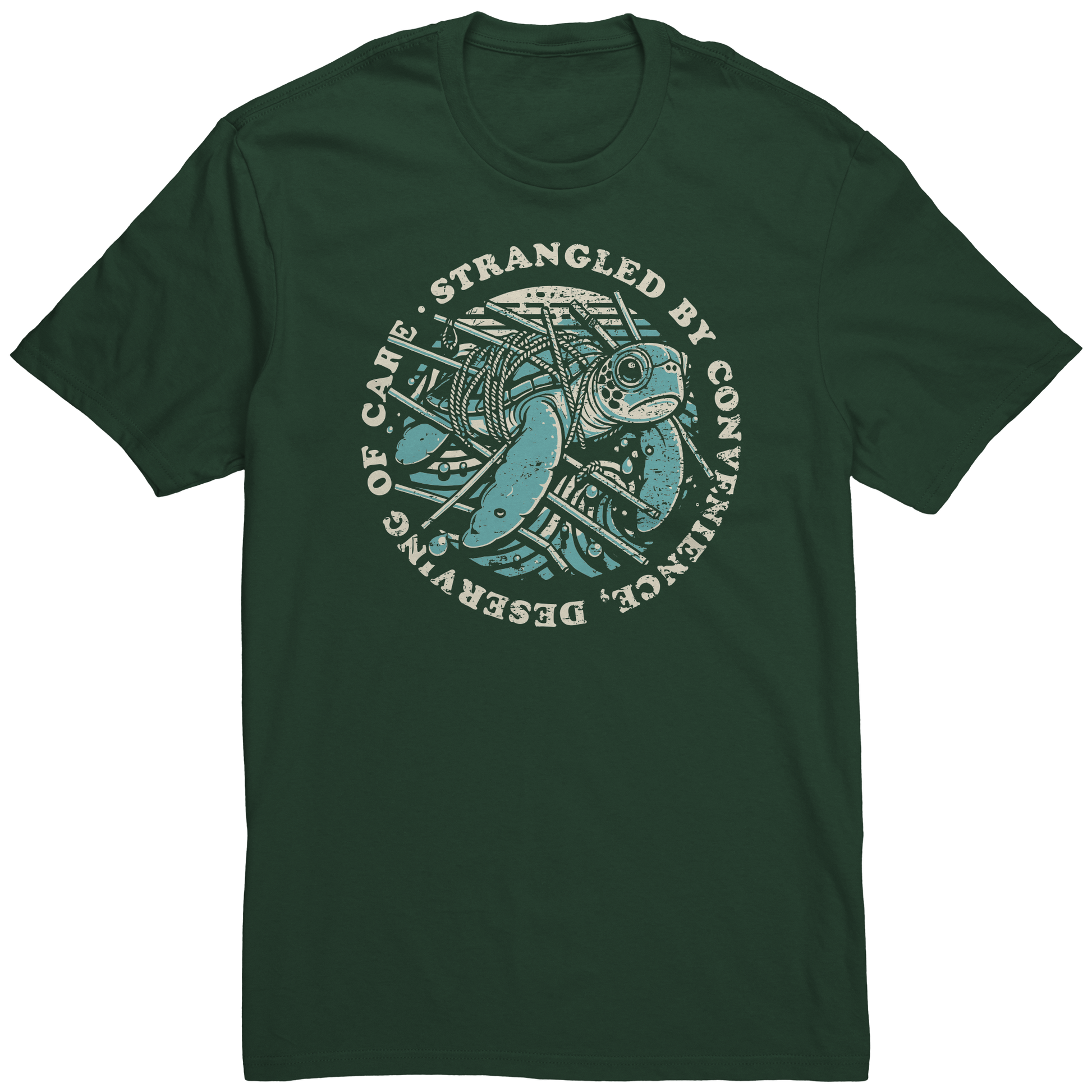 Strangled_by_Convenience__Turtle_World__Forest_Green_Mockup.png