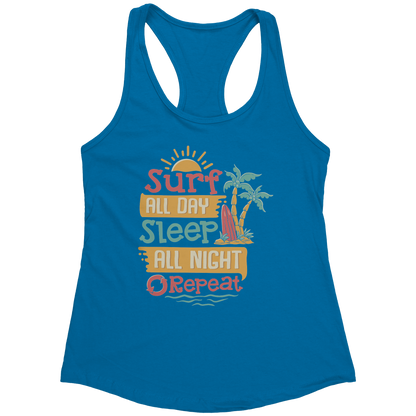 Surf All Day Sleep All Night - Humor Surfing Surf Surfer Men Women Tank Top