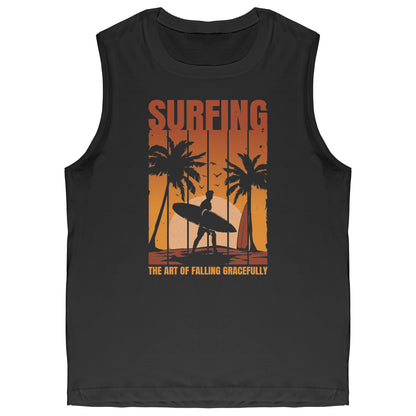 Surfing The Art Of Falling Gracefully - Funny Vintage Sunset Surfing Surfer Tank Top