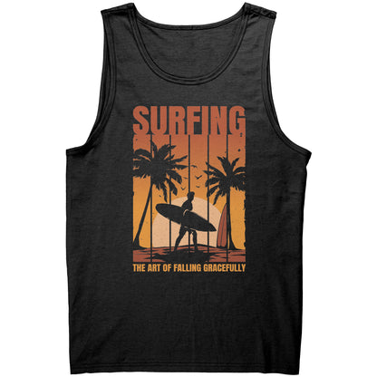 Surfing The Art Of Falling Gracefully - Funny Vintage Sunset Surfing Surfer Tank Top