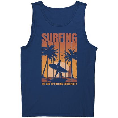 Surfing The Art Of Falling Gracefully - Funny Vintage Sunset Surfing Surfer Tank Top