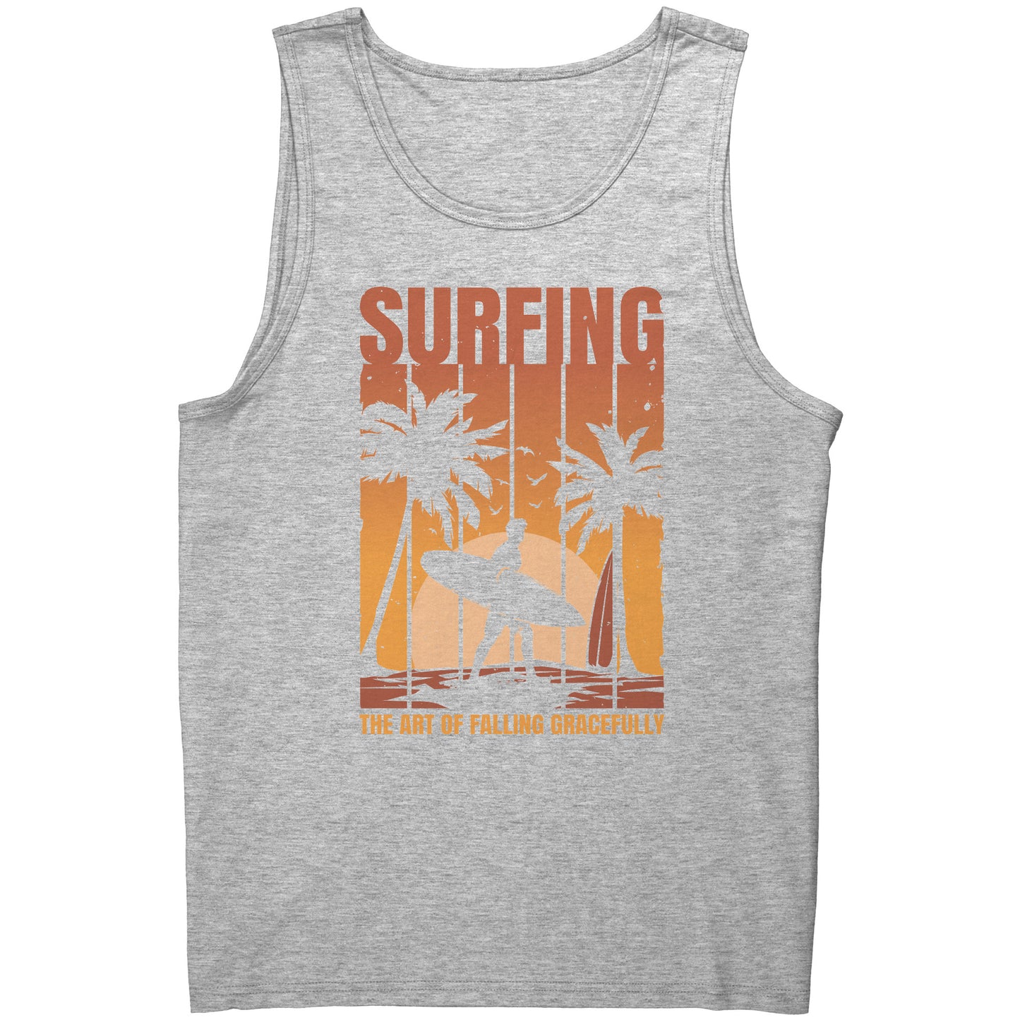 Surfing The Art Of Falling Gracefully - Funny Vintage Sunset Surfing Surfer Tank Top