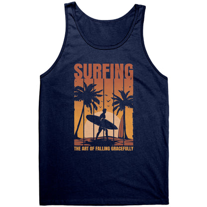 Surfing The Art Of Falling Gracefully - Funny Vintage Sunset Surfing Surfer Tank Top