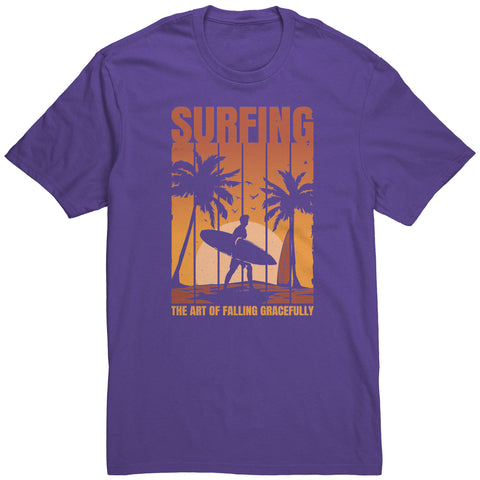 Surfing The Art Of Falling Gracefully - Funny Vintage Sunset Surfing Surfer T-Shirt