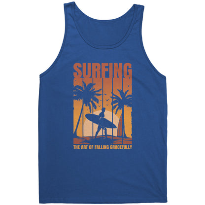 Surfing The Art Of Falling Gracefully - Funny Vintage Sunset Surfing Surfer Tank Top